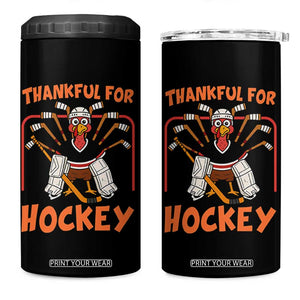 Thankful For Hockey 4 in 1 Can Cooler Tumbler Funny Turkey Ice Hockey Player Gift TS12 One Size: 16 oz Black Print Your Wear