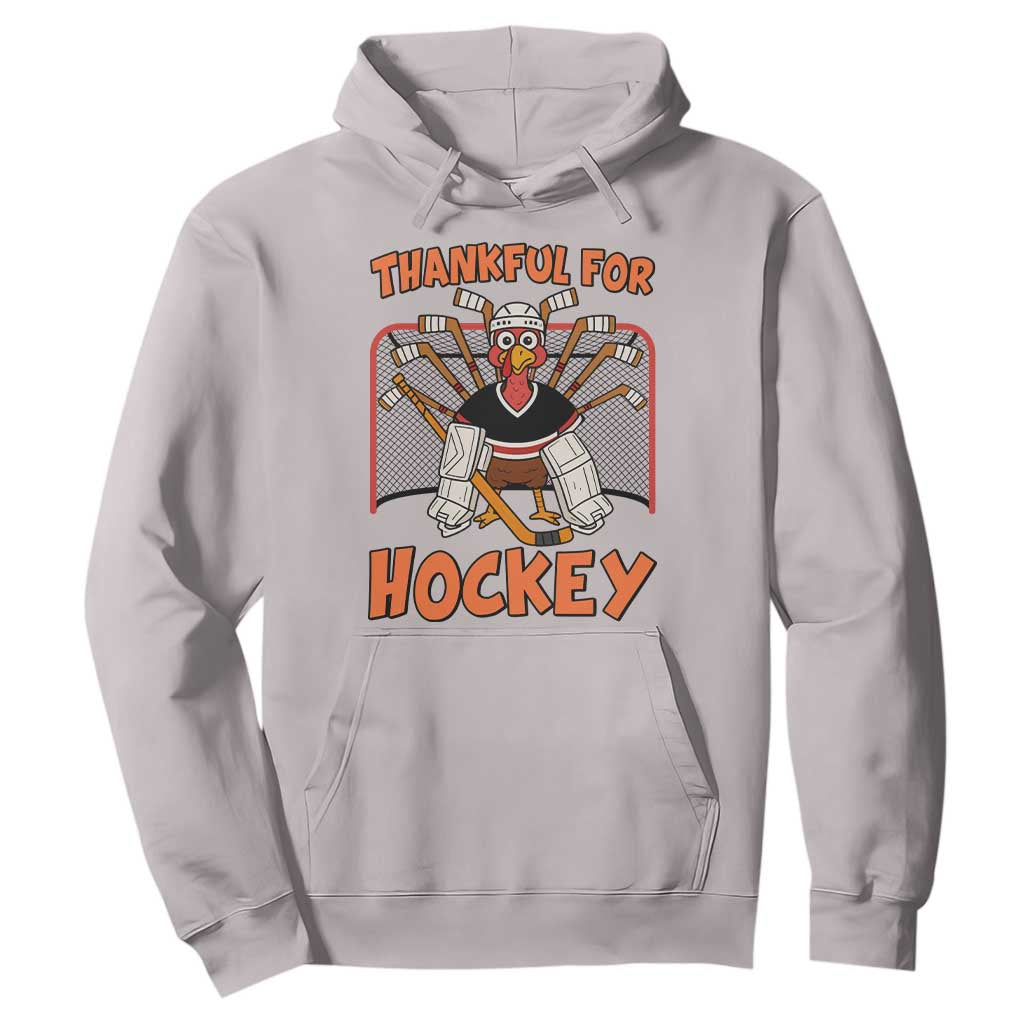 Thankful For Hockey Hoodie Funny Turkey Ice Hockey Player Gift TS12 Ice Gray Print Your Wear