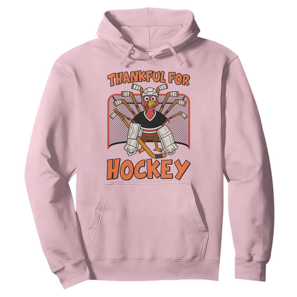 Thankful For Hockey Hoodie Funny Turkey Ice Hockey Player Gift TS12 Light Pink Print Your Wear