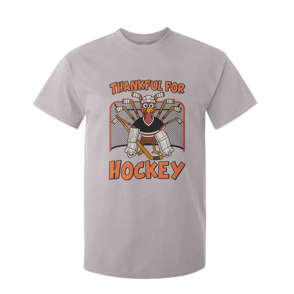 Thankful For Hockey T Shirt For Kid Funny Turkey Ice Hockey Player Gift TS12 Ice Gray Print Your Wear