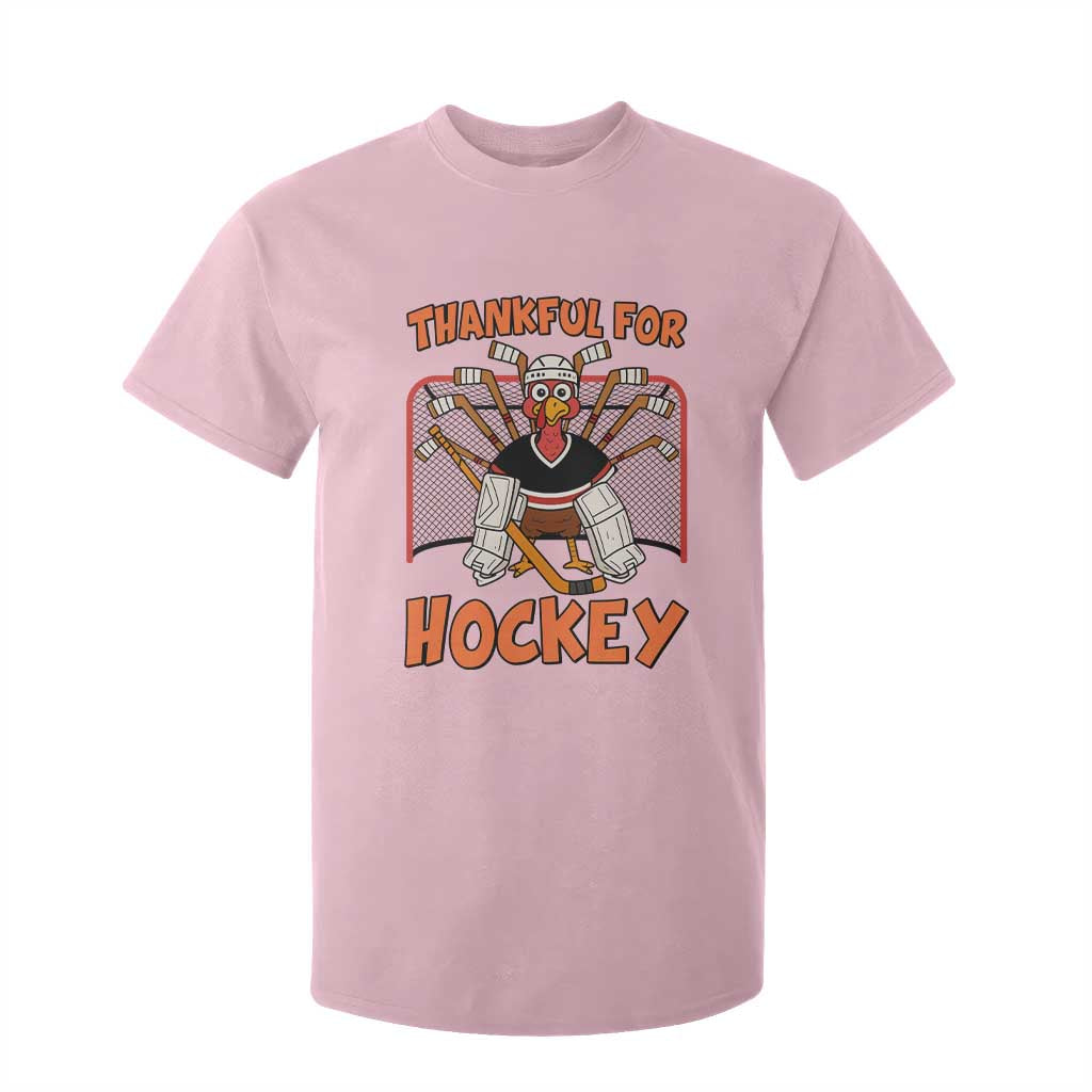 Thankful For Hockey T Shirt For Kid Funny Turkey Ice Hockey Player Gift TS12 Light Pink Print Your Wear