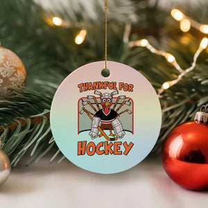 Thankful For Hockey Ceramic Ornament Funny Turkey Ice Hockey Player Gift TS12 1pc Pastel Print Your Wear