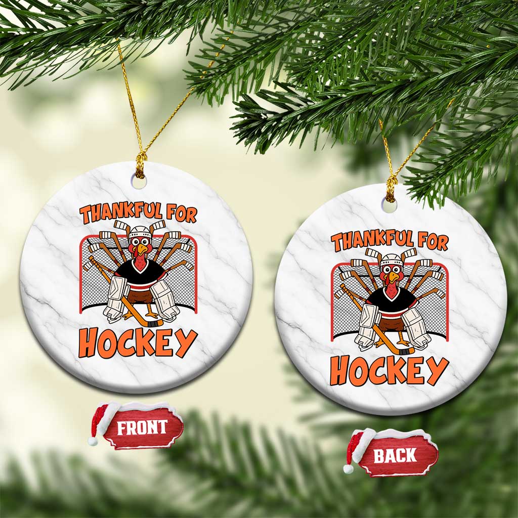 Thankful For Hockey Ceramic Ornament Funny Turkey Ice Hockey Player Gift TS12 1pc White Marble Print Your Wear
