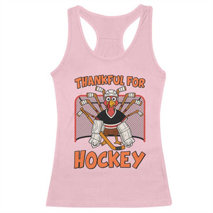 Thankful For Hockey Racerback Tank Top Funny Turkey Ice Hockey Player Gift TS12 Light Pink Print Your Wear