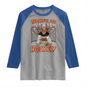 Thankful For Hockey Raglan Shirt Funny Turkey Ice Hockey Player Gift TS12 Sport Gray Royal Print Your Wear