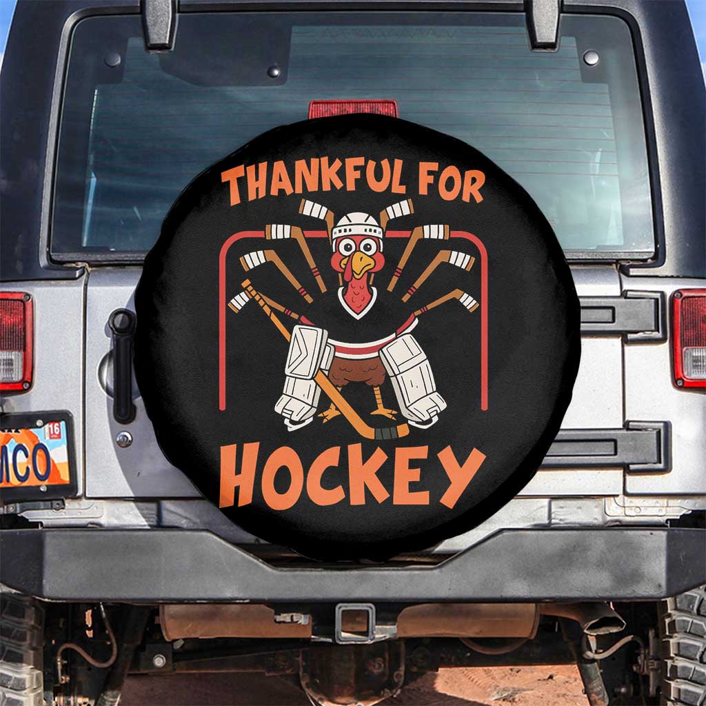 Thankful For Hockey Spare Tire Cover Funny Turkey Ice Hockey Player Gift - Print Your Wear