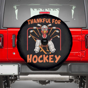 Thankful For Hockey Spare Tire Cover Funny Turkey Ice Hockey Player Gift TS12 Black Print Your Wear