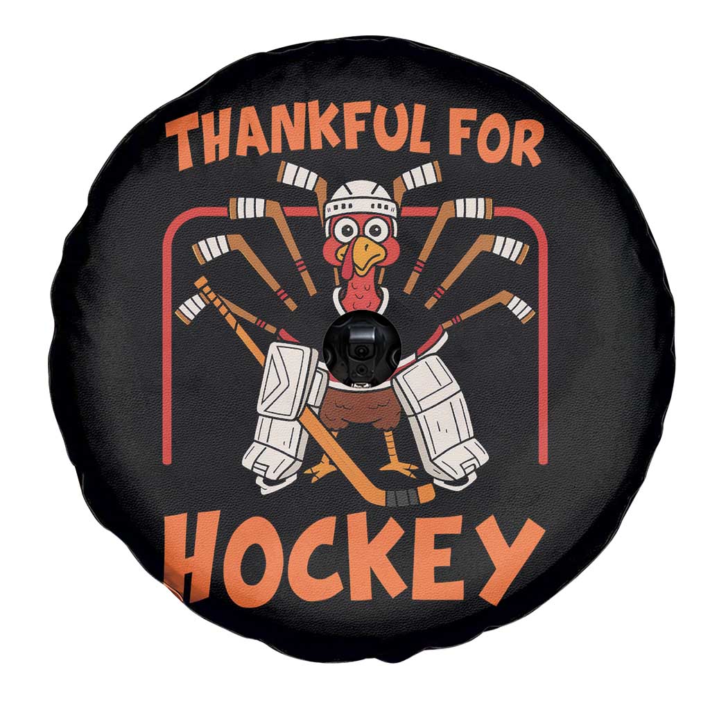 Thankful For Hockey Spare Tire Cover Funny Turkey Ice Hockey Player Gift - Print Your Wear