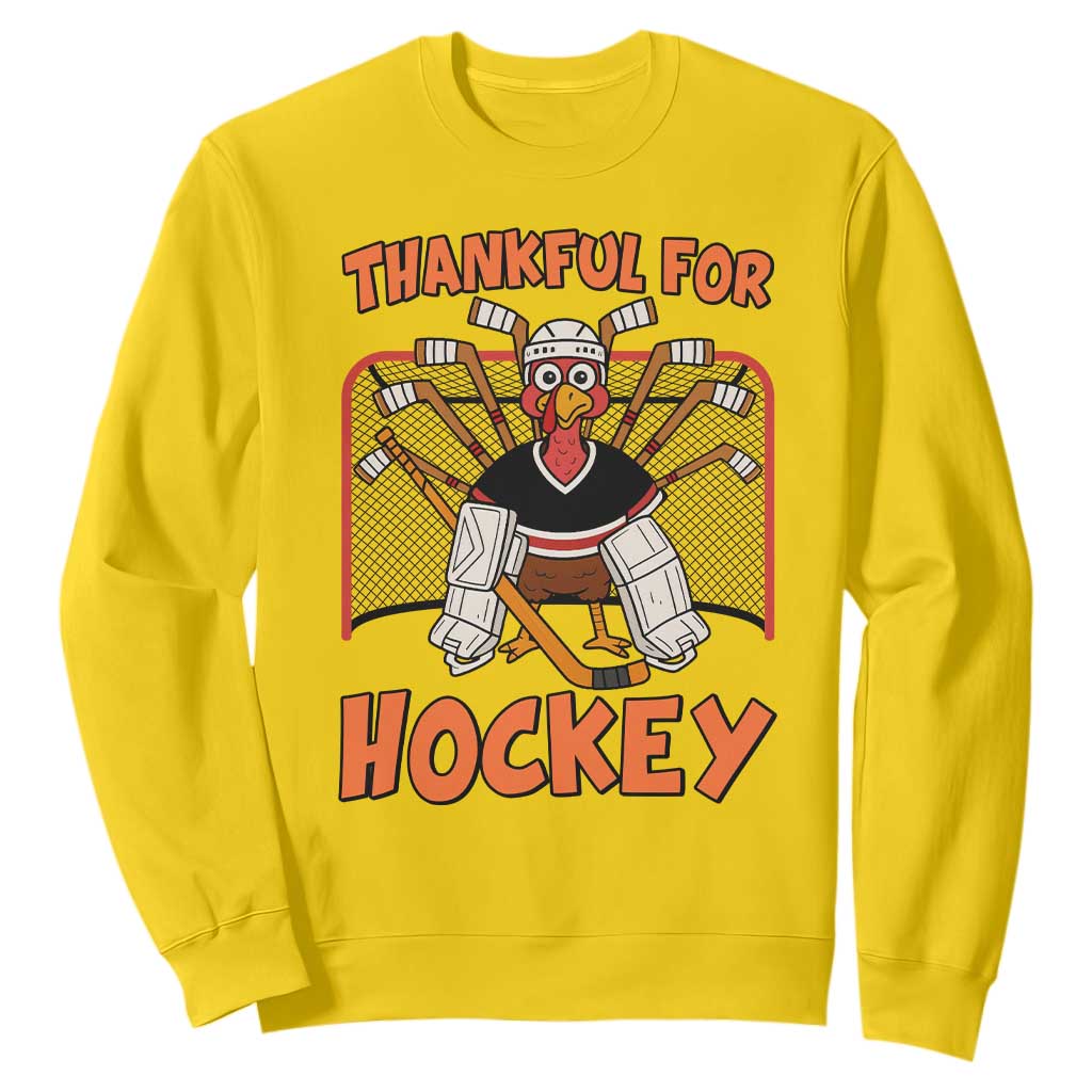 Thankful For Hockey Sweatshirt Funny Turkey Ice Hockey Player Gift TS12 Daisy Print Your Wear