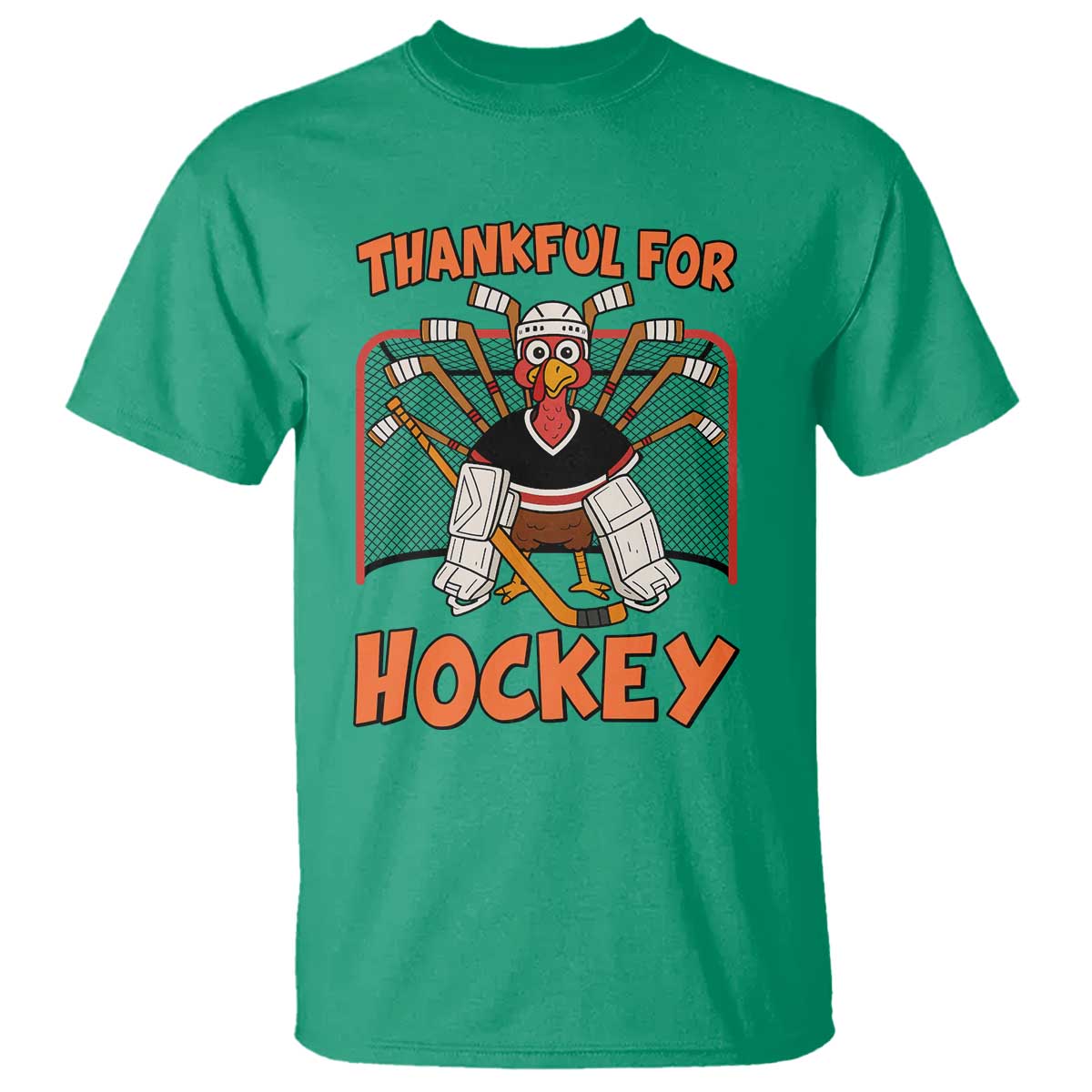 Thankful For Hockey T Shirt Funny Turkey Ice Hockey Player Gift TS12 Irish Green Print Your Wear