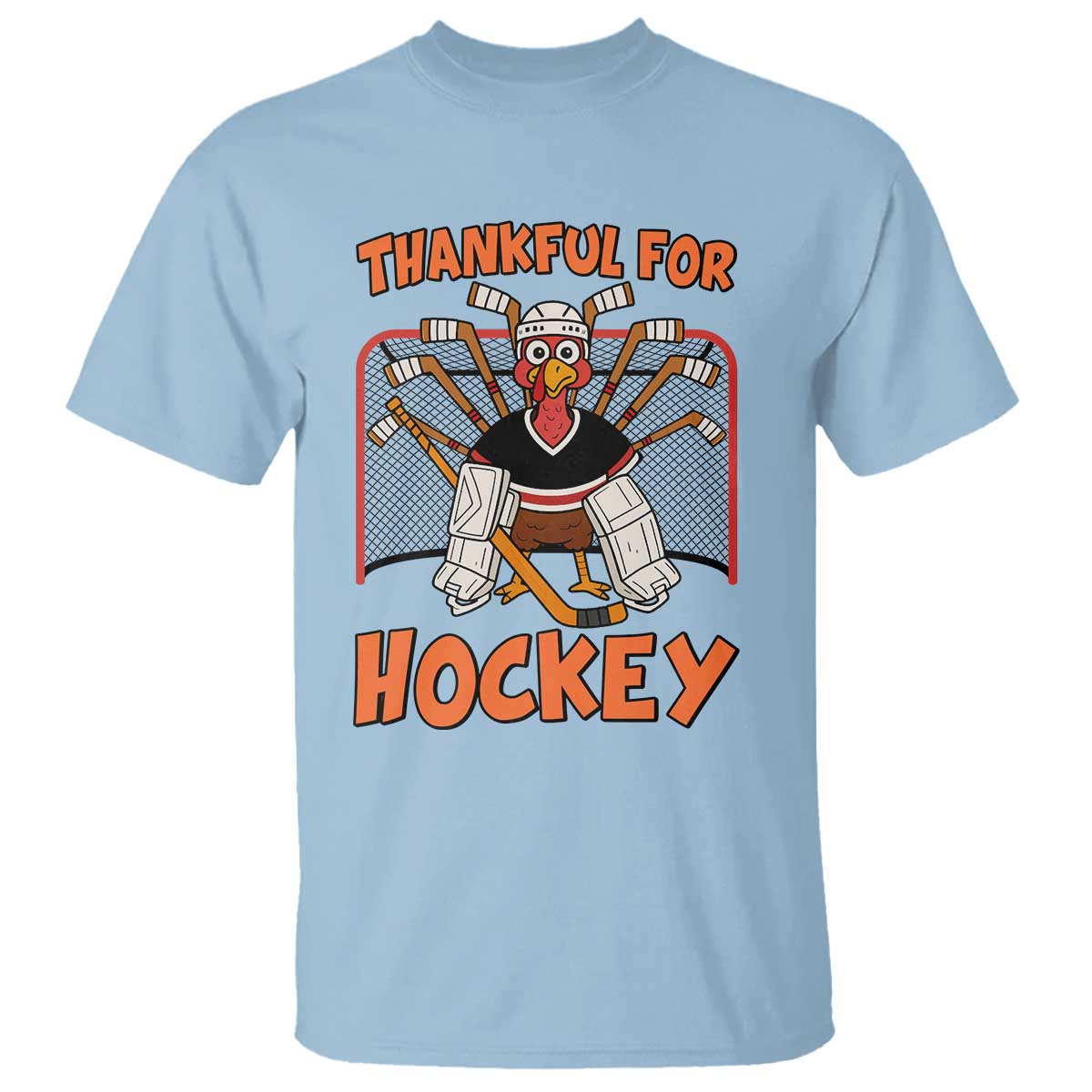 Thankful For Hockey T Shirt Funny Turkey Ice Hockey Player Gift TS12 Light Blue Print Your Wear