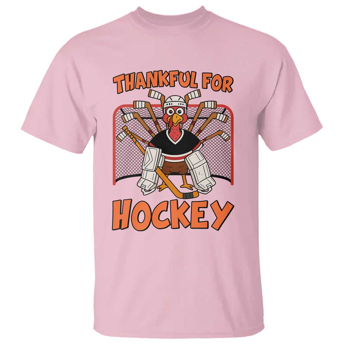Thankful For Hockey T Shirt Funny Turkey Ice Hockey Player Gift TS12 Light Pink Print Your Wear