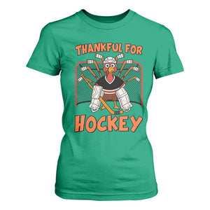Thankful For Hockey T Shirt For Women Funny Turkey Ice Hockey Player Gift TS12 Irish Green Print Your Wear