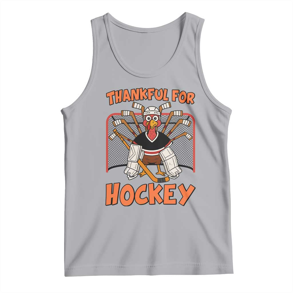 Thankful For Hockey Tank Top Funny Turkey Ice Hockey Player Gift TS12 Athletic Heather Print Your Wear