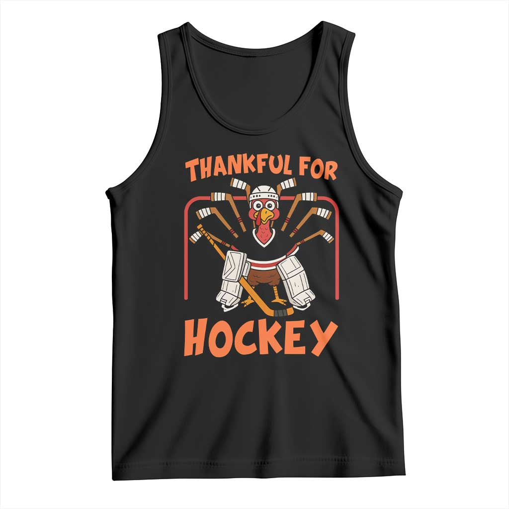 Thankful For Hockey Tank Top Funny Turkey Ice Hockey Player Gift TS12 Black Print Your Wear