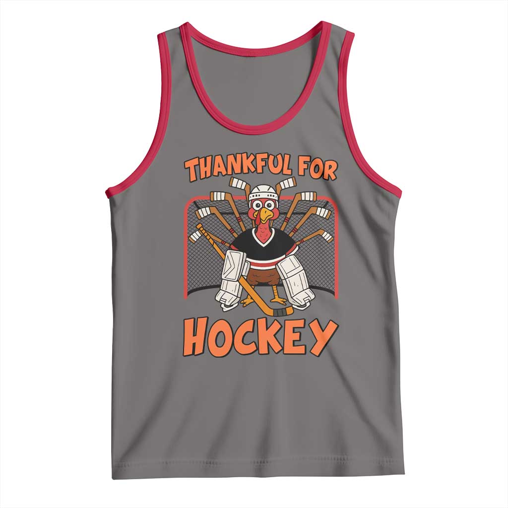 Thankful For Hockey Tank Top Funny Turkey Ice Hockey Player Gift TS12 Deep Heather Red Print Your Wear
