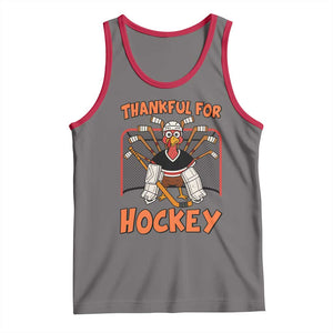 Thankful For Hockey Tank Top Funny Turkey Ice Hockey Player Gift TS12 Deep Heather Red Print Your Wear