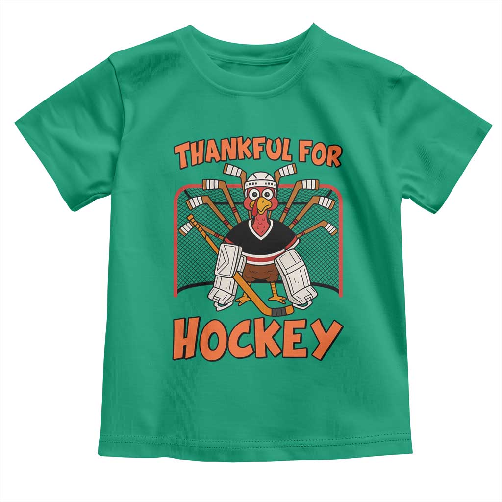 Thankful For Hockey Toddler T Shirt Funny Turkey Ice Hockey Player Gift TS12 Irish Green Print Your Wear