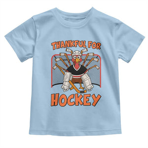 Thankful For Hockey Toddler T Shirt Funny Turkey Ice Hockey Player Gift TS12 Light Blue Print Your Wear
