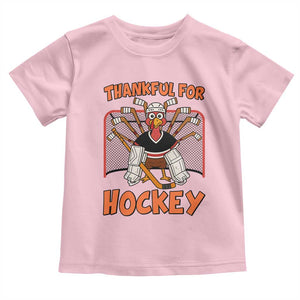 Thankful For Hockey Toddler T Shirt Funny Turkey Ice Hockey Player Gift TS12 Light Pink Print Your Wear