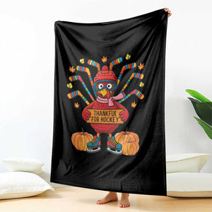 Funny Turkey Ice Hockey Gift Throw Blanket Thankful For Hockey TS12 Print Your Wear
