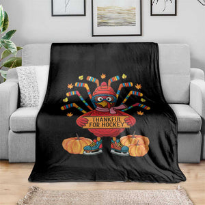 Funny Turkey Ice Hockey Gift Throw Blanket Thankful For Hockey TS12 Print Your Wear