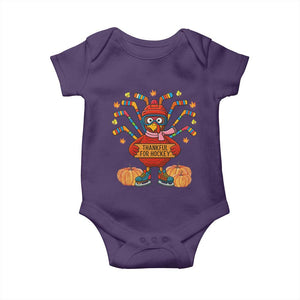 Funny Turkey Ice Hockey Gift Baby Onesie Thankful For Hockey TS12 Purple Print Your Wear