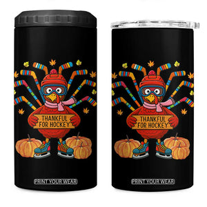 Funny Turkey Ice Hockey Gift 4 in 1 Can Cooler Tumbler Thankful For Hockey TS12 One Size: 16 oz Black Print Your Wear