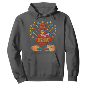 Funny Turkey Ice Hockey Gift Hoodie Thankful For Hockey TS12 Dark Heather Print Your Wear