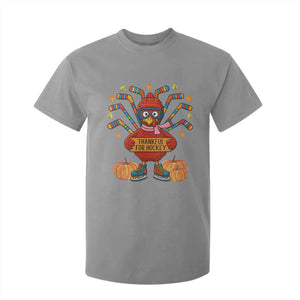 Funny Turkey Ice Hockey Gift T Shirt For Kid Thankful For Hockey TS12 Sport Gray Print Your Wear