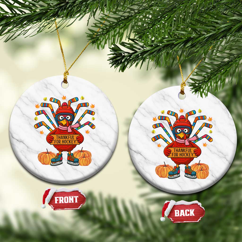 Funny Turkey Ice Hockey Gift Ceramic Ornament Thankful For Hockey TS12 1pc White Marble Print Your Wear