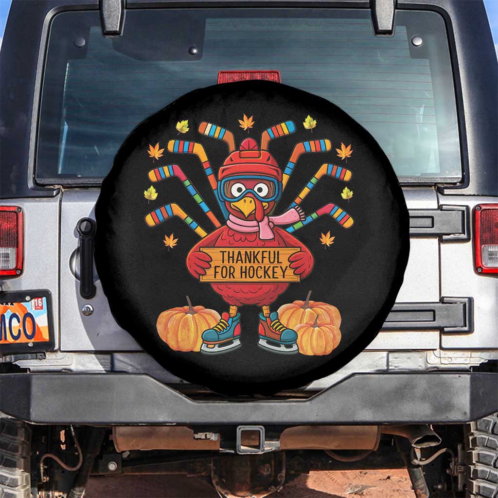 Funny Turkey Ice Hockey Gift Spare Tire Cover Thankful For Hockey TS12 No hole Black Print Your Wear