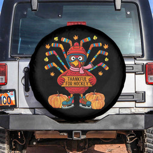 Funny Turkey Ice Hockey Gift Spare Tire Cover Thankful For Hockey TS12 No hole Black Print Your Wear