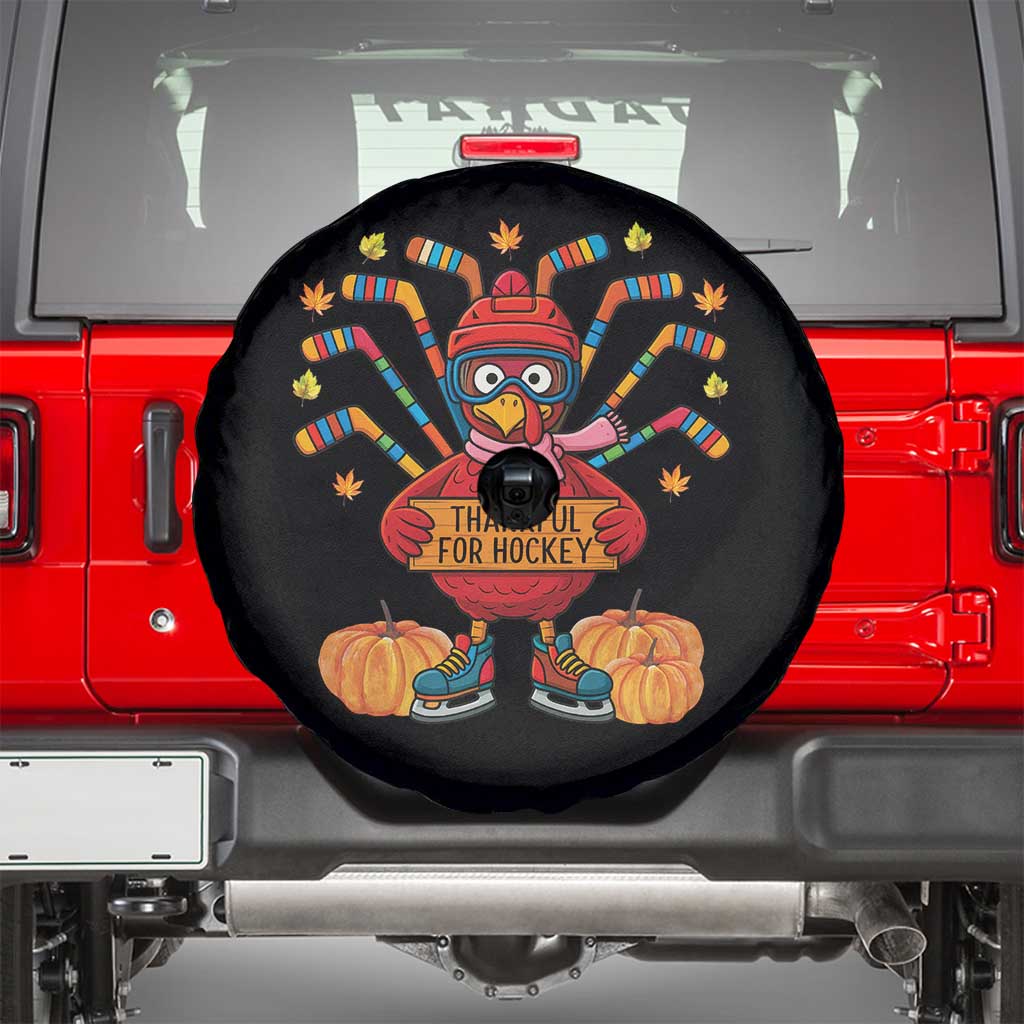 Funny Turkey Ice Hockey Gift Spare Tire Cover Thankful For Hockey TS12 Black Print Your Wear