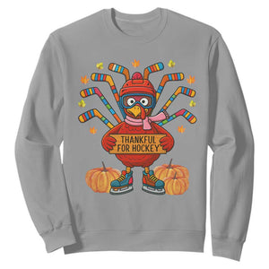 Funny Turkey Ice Hockey Gift Sweatshirt Thankful For Hockey TS12 Sport Gray Print Your Wear