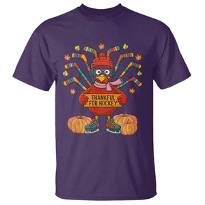 Funny Turkey Ice Hockey Gift T Shirt Thankful For Hockey TS12 Purple Print Your Wear