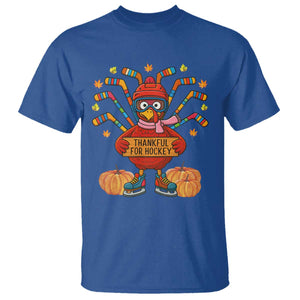 Funny Turkey Ice Hockey Gift T Shirt Thankful For Hockey TS12 Royal Blue Print Your Wear