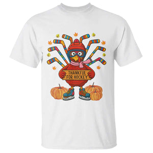 Funny Turkey Ice Hockey Gift T Shirt Thankful For Hockey TS12 White Print Your Wear