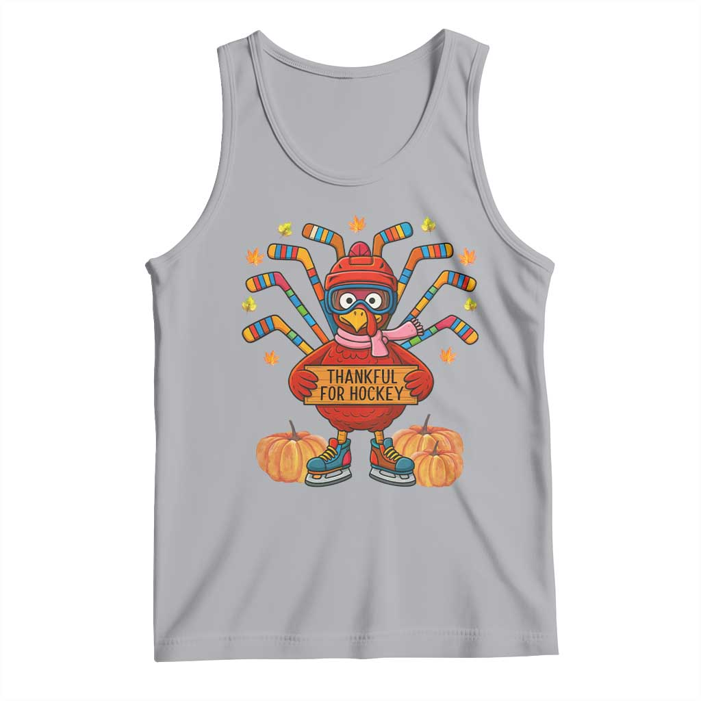 Funny Turkey Ice Hockey Gift Tank Top Thankful For Hockey TS12 Athletic Heather Print Your Wear
