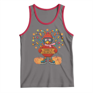 Funny Turkey Ice Hockey Gift Tank Top Thankful For Hockey TS12 Deep Heather Red Print Your Wear