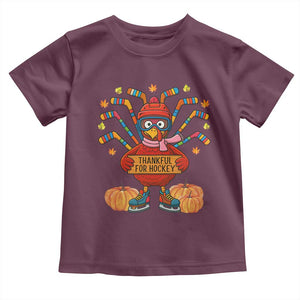 Funny Turkey Ice Hockey Gift Toddler T Shirt Thankful For Hockey TS12 Maroon Print Your Wear