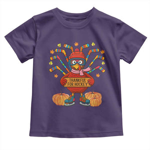 Funny Turkey Ice Hockey Gift Toddler T Shirt Thankful For Hockey TS12 Purple Print Your Wear