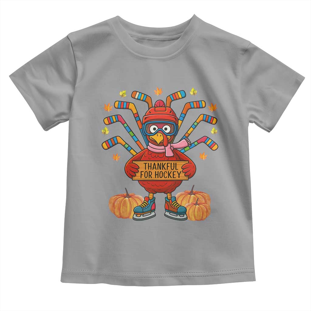Funny Turkey Ice Hockey Gift Toddler T Shirt Thankful For Hockey TS12 Sport Gray Print Your Wear