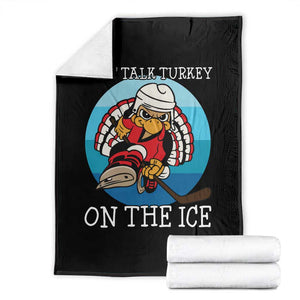 Lets Talk Turkey On The Ice Throw Blanket Retro Ocean Blue Ice Hockey Gift TS12 Black Print Your Wear