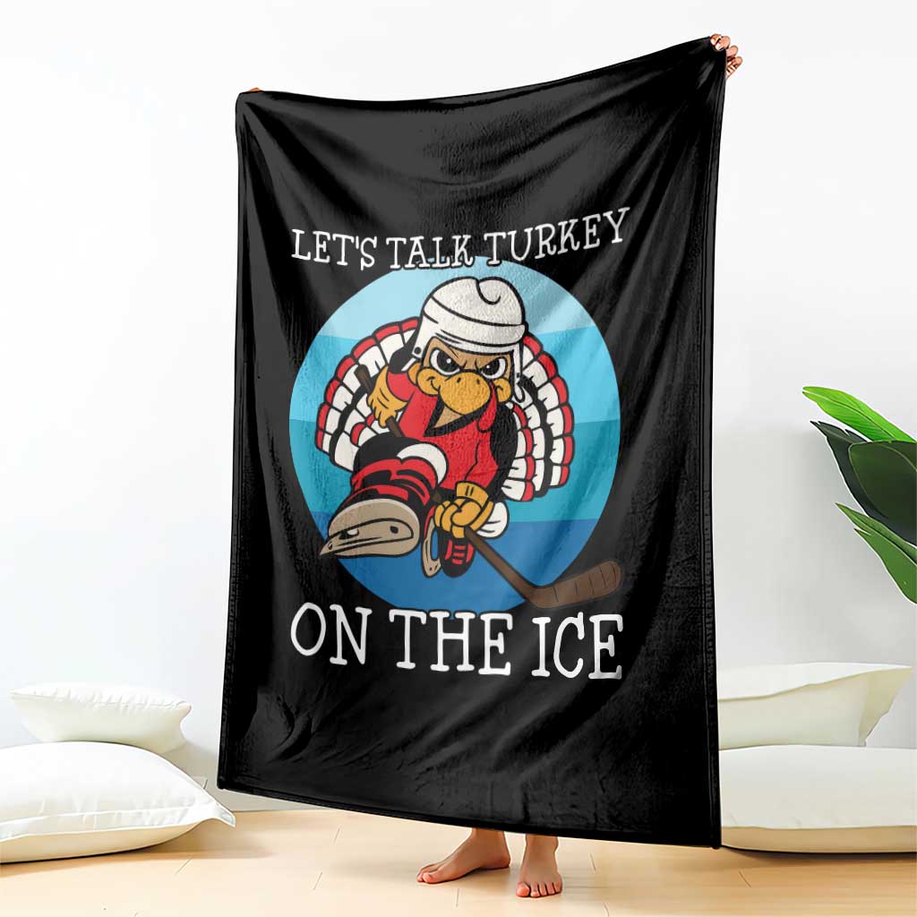 Lets Talk Turkey On The Ice Throw Blanket Retro Ocean Blue Ice Hockey Gift TS12 Print Your Wear