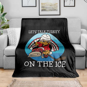 Lets Talk Turkey On The Ice Throw Blanket Retro Ocean Blue Ice Hockey Gift TS12 Print Your Wear