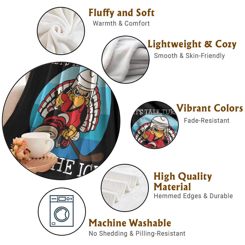 Lets Talk Turkey On The Ice Throw Blanket Retro Ocean Blue Ice Hockey Gift TS12 Print Your Wear