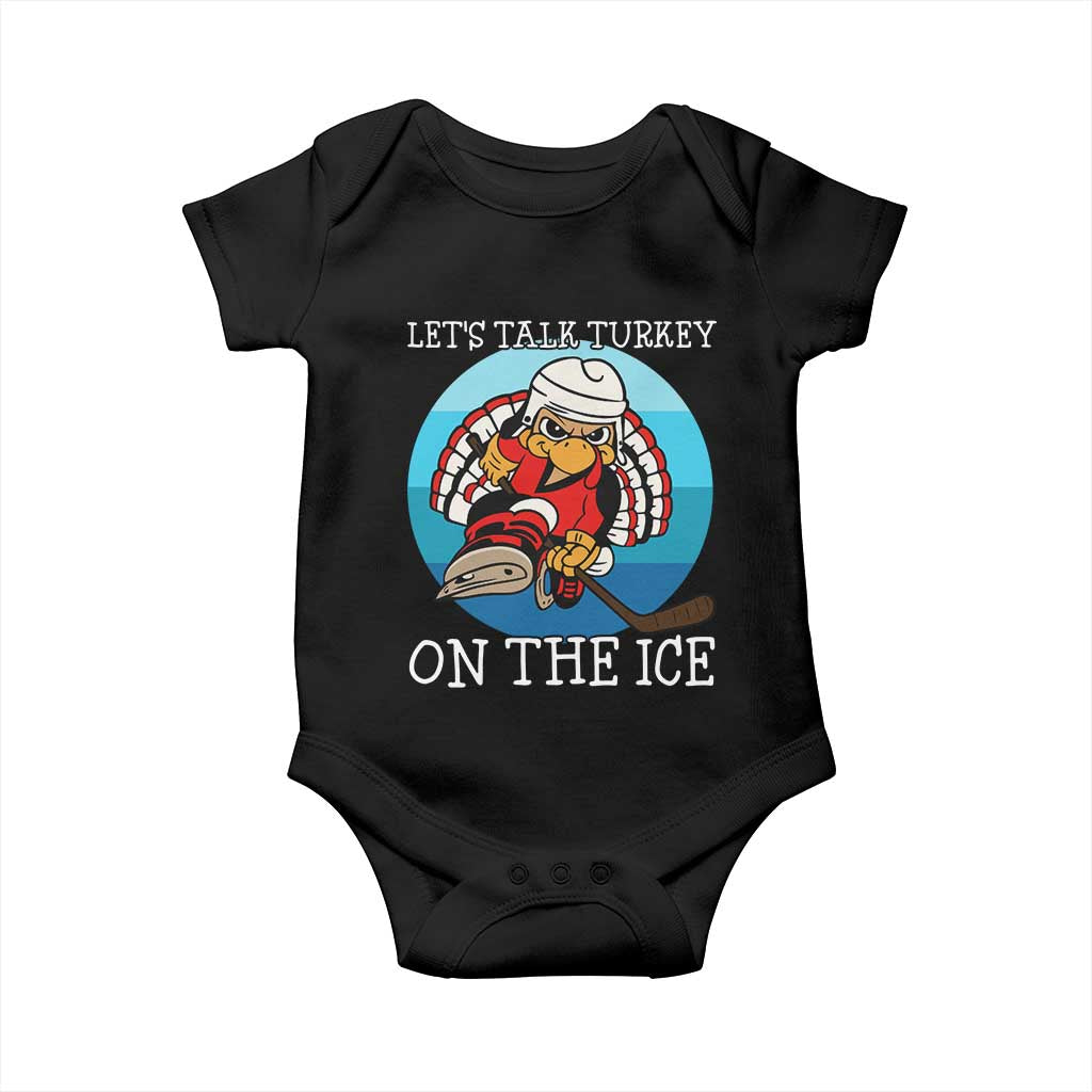 Lets Talk Turkey On The Ice Baby Onesie Retro Ocean Blue Ice Hockey Gift TS12 Black Print Your Wear