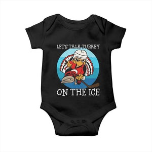 Lets Talk Turkey On The Ice Baby Onesie Retro Ocean Blue Ice Hockey Gift TS12 Black Print Your Wear
