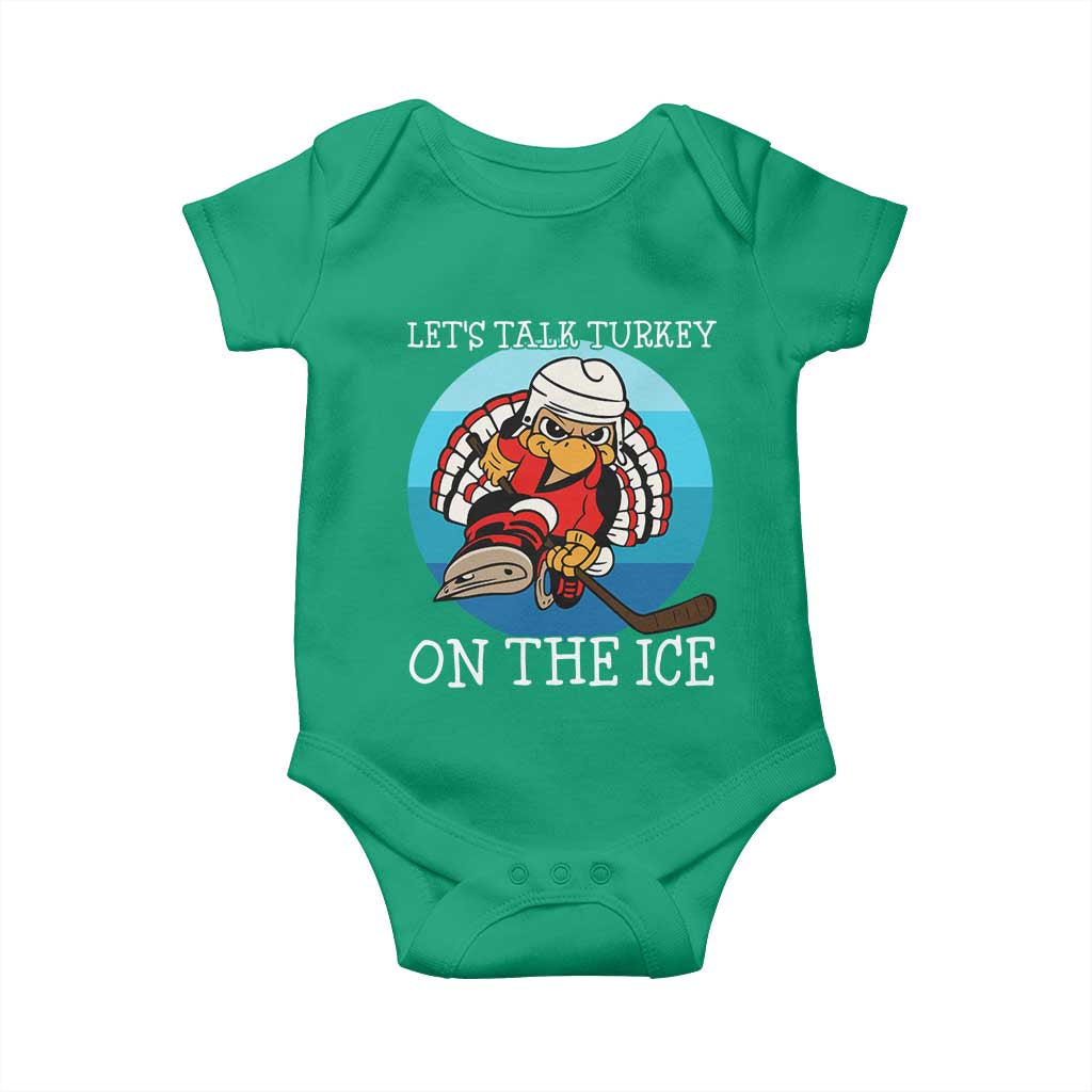Lets Talk Turkey On The Ice Baby Onesie Retro Ocean Blue Ice Hockey Gift TS12 Irish Green Print Your Wear